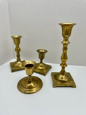 Brass Candlestick Set - Vintage Brass/Gold Home Accents